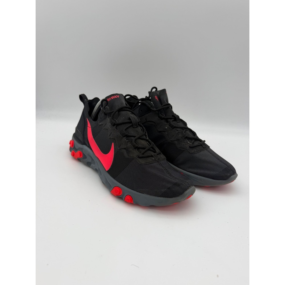 Nike React Element 55 Mens Black Solar Red Grey Sneakers BQ6166-009 Size 11.5